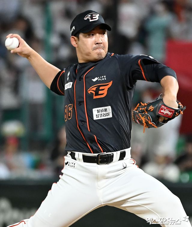 한화 이글스 마무리 투수 주현상. 2024 시즌 30경기 34이닝 4승 1패 8세이브 2홀드 평균자책점 1.59로 맹활약을 펼치고 있다. 사진 엑스포츠뉴스 DB