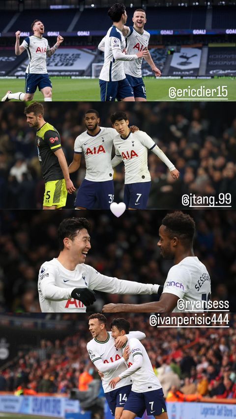 토트넘 홋스퍼 캡틴 손흥민이 팀을 떠나는 네 선수를 끝까지 챙겼다. 손흥민은 5일 자신의 소셜네트워크서비스에 올 여름 토트넘을 떠나게 된 에릭 다이어, 이반 페리시치, 자펫 탕강가, 라이언 세세뇽과 함께 찍은 사진을 올리며 작별 인사를 대신했다. 한 장씩 따로 올린 게 아닌 인생네컷처럼 사진 네 장을 한 컷에 합쳐 넣었다. 토트넘 상징인 흰색의 하트 이모티콘을 덧붙여 애정을 드러냈다. SNS
