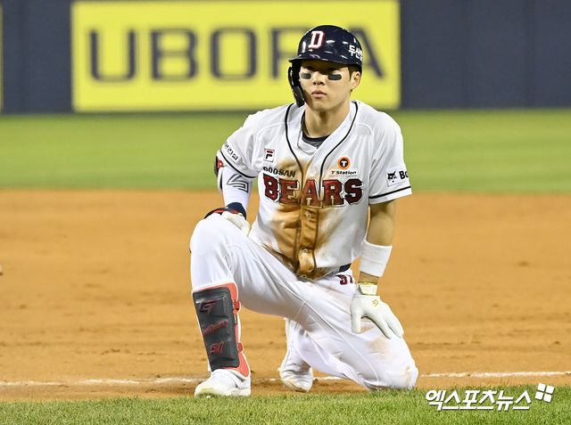 두산 베어스 외야수 조수행이 7월 1일 현재 2024 정규시즌 39도루를 기록하면서 이 부문 단독 선두를 달리고 있다. 2016년 프로 입단 후 생애 첫 타이틀 획득을 향해 순조로운 도전을 이어가고 있는 중이다. 사진 엑스포츠뉴스 DB