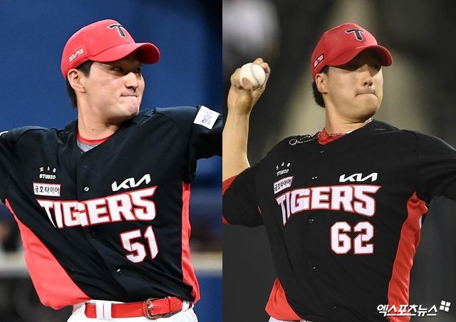 KIA 타이거즈 투수 전상현(왼쪽)과 정해영(오른쪽)이 7년 만의 팀 정규시즌 우승에 큰 힘을 보탰다. 엑스포츠뉴스 DB