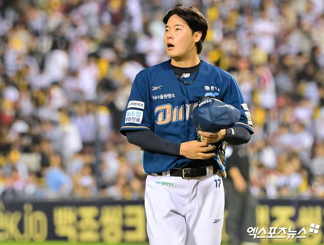 1일 오후 서울 송파구 잠실야구장에서 열린 '2025 신한 SOL Bank KBO리그' NC 다이노스와 LG 트윈스의 경기, 4회말 수비를 마친 NC 김영규가 더그아웃으로 향하고 있다. 엑스포츠뉴스 잠실, 김한준 기자