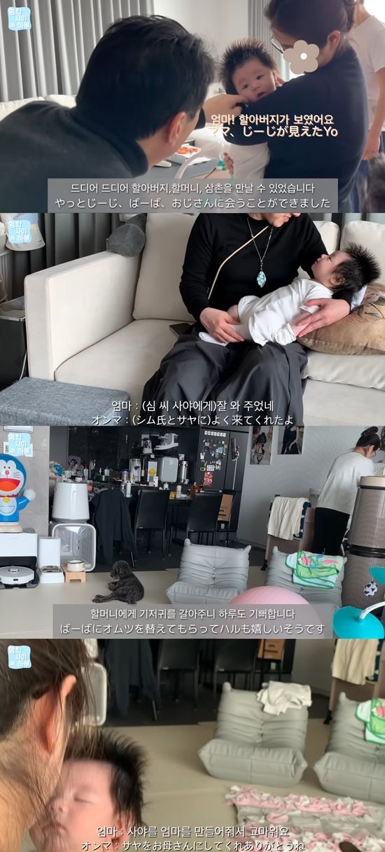 하루를 보러 온 외조부모. 사진=유튜브 채널 '형탁 사야의 하루'