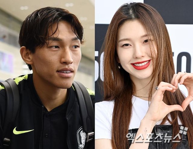 모델 김진경과 축구선수 김승규.