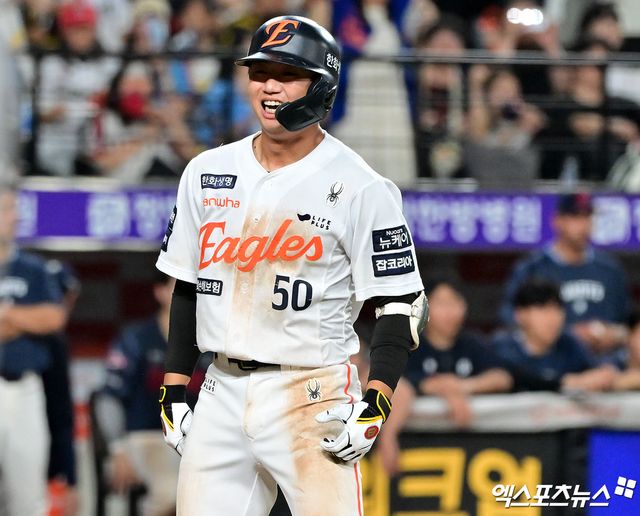 한화 이글스 외야수 이원석이 31일 대전 한화생명 볼파크에서 열리는 2025 신한 SOL Bank 한국시리즈(7전 4승제, 한화 1승3패) 5차전에 8번타자 겸 우익수로 라인업에 이름을 올렸다. 사진 엑스포츠뉴스 DB