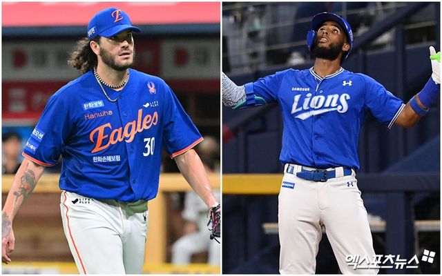 2025 KBO리그 페넌트레이스 MVP를 놓고 경쟁을 펼칠 한화 이글스 코디 폰세(왼쪽)와 삼성 라이온즈 르윈 디아즈. 사진 엑스포츠뉴스 DB
