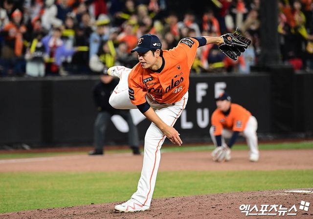 28일 오후 대전한화생명볼파크에서 열린 '2025 신한 SOL Bank KBO리그' 한화 이글스와 KIA 타이거즈의 경기, 9회초 한화 이태양이 역투하고 있다. 엑스포츠뉴스 DB