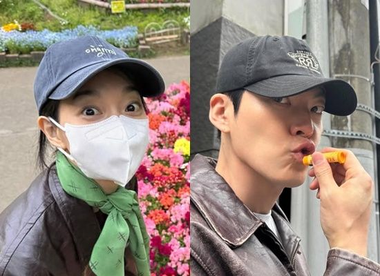 신민아와 김우빈. 각 계정