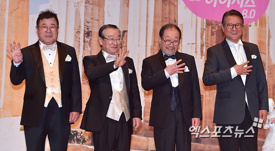 '꽃보다 할배' 제작발표회 (왼쪽부터) 백일섭, 이순재, 신구, 박근형.