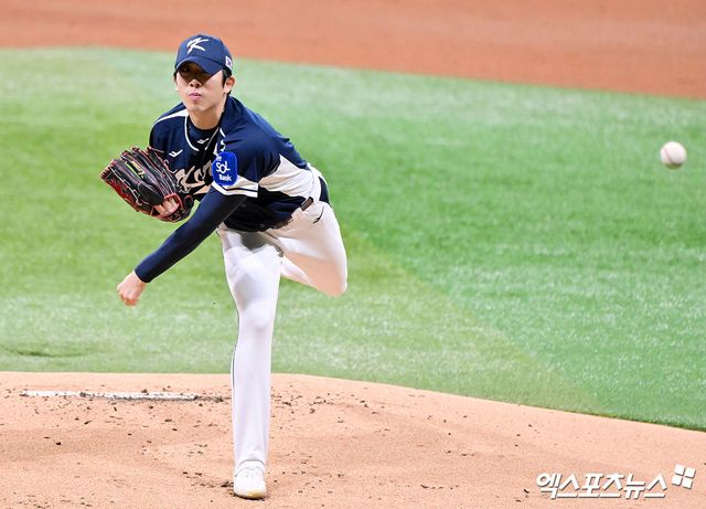 오원석이 9일 서울 고척스카이돔에서 열린&nbsp;'2025 네이버 K-베이스볼 시리즈(K-BASEBALL SERIES NAVER)' 체코와의 두 번째 평가전에 선발등판, 2이닝 무실점으로 호투했다. 사진 김한준, 박지영 기자