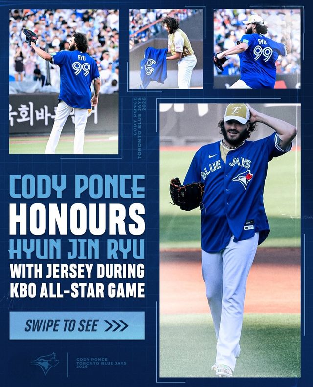 메이저리그 토론토 블루제이스가 12일(한국시간) 공식 SNS 계정을 통해 "우리는 2025시즌 KBO리그 MVP이자 '최동원 상' 수상자 코디 폰세와 3년 계약을 체결했다"는 소식을 알리고 "'토론토에 오신 걸 환영합니다 코디!'"라는 한국어 인사로 환영했다. 사진 토론토 구단 공식 인스타그램 계정