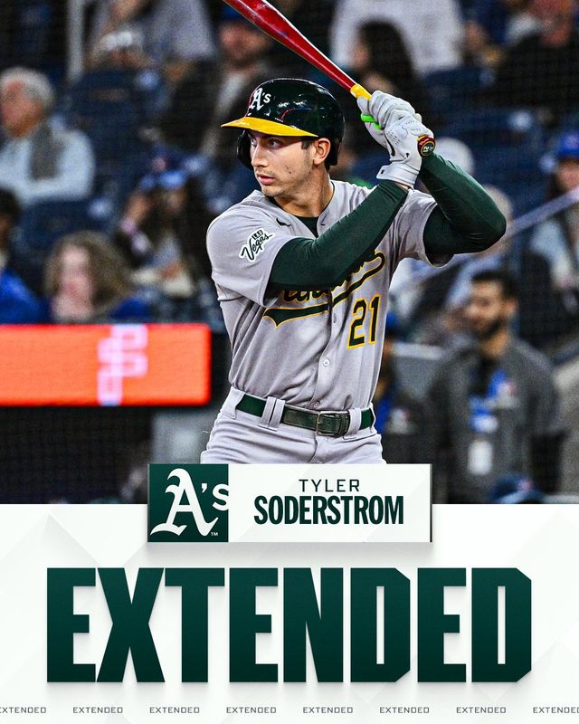 올해 첫 빅리그 풀타임 시즌을 소화한 외야수 타일러 소더스트롬이 소속팀 애슬레틱스와 7년 8600만 달러(약 1247억원) 규모의 연장 계약에 합의했다. 만약 2033년 구단 옵션이 발동될 경우 계약 총액은 최대 1억3100만달러(약 1900억원)까지 늘어날 수 있다. MLB 공식 SNS