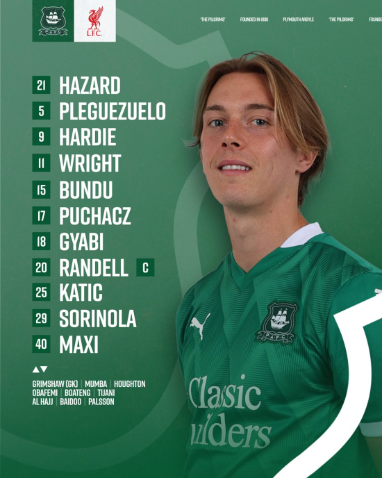 플리머스 라인업