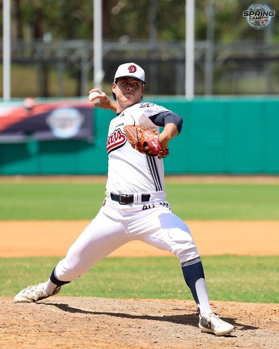 두산 베어스 투수 최종인이 호주 블랙타운 스프링캠프 훈련에 임하고 있다. 두산 베어스