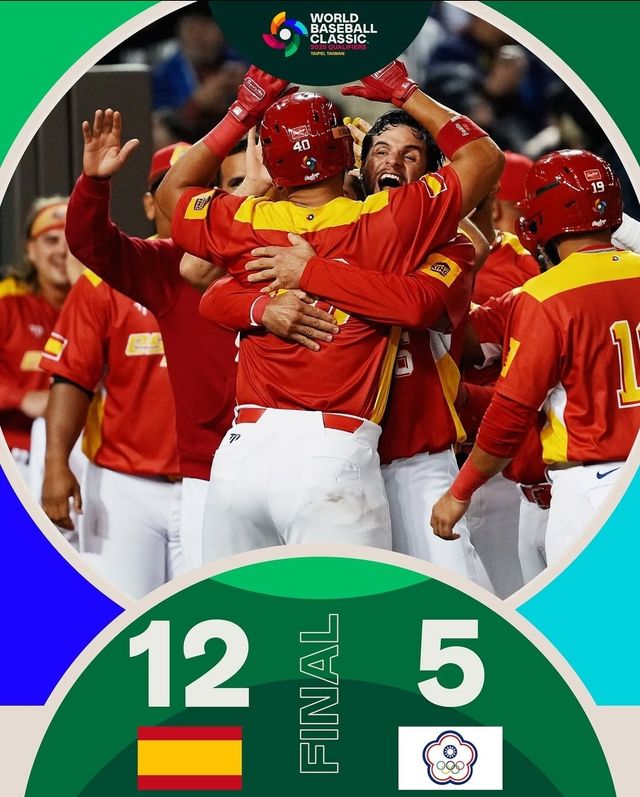 스페인 야구 대표팀이 21일 대만 타이베이돔에서 열린 2026 월드베이스볼클래식 예선 1차전에서 대만을 12-5로 제압하고 첫 승을 신고했다. 5타수 3안타 2타점 3득점으로 맹타를 휘두른 3번타자 완더 엔카나시온을 비롯해 타자 6명이 멀티히트를 달성했다. WBC 공식 SNS