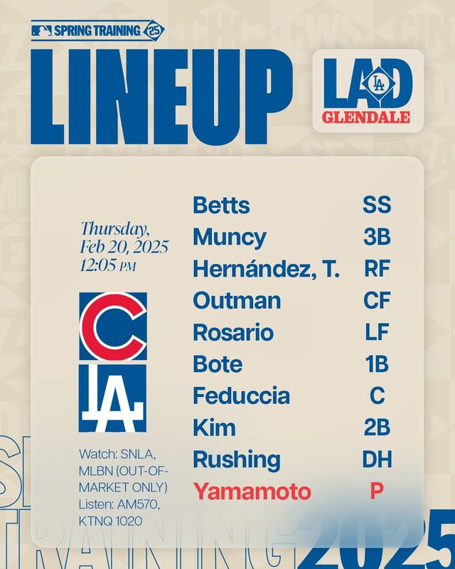 다저스는 21일(한국시간) 시범경기 개막전을 치렀다. 김혜성은 첫 경기부터 8번타자 2루수로 선발 라인업에 이름 올렸다. 다저스 공식 SNS