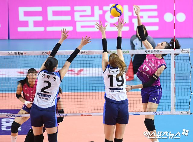 25일 오후 인천 부평구 삼산월드체육관에서 열린 ‘도드람 2024-2025 V-리그’ 흥국생명과 IBK기업은행의 경기, 흥국생명 투트쿠가 공격을 시도하고 있다. 인천, 고아라 기자