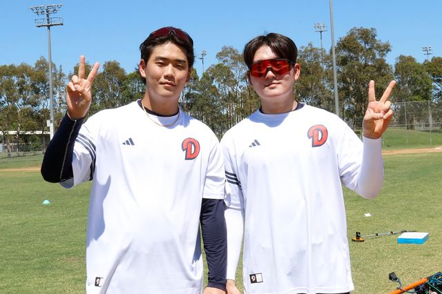 두산 베어스 투수 김택연이 호주 블랙타운 스프링캠프에서 훈련에 임하고 있다. 두산 베어스