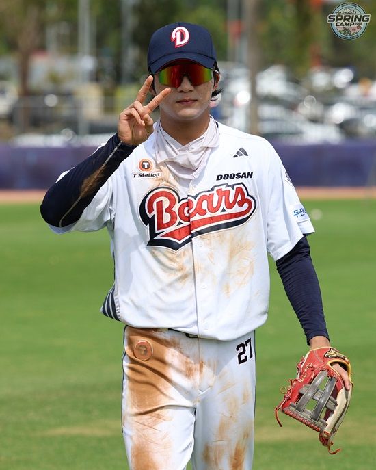 두산 베어스 외야수 김대한이 호주 블랙타운 스프링캠프 훈련에 임하고 있다. 두산 베어스
