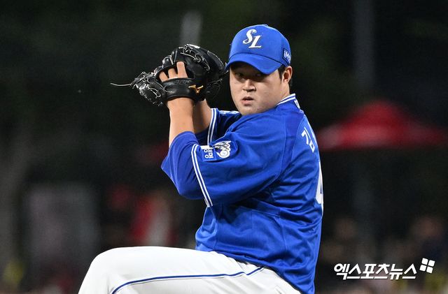 삼성 라이온즈 투수 김대호가 지난해 정규시즌 경기에 선발 등판해 투구하고 있다. 엑스포츠뉴스 DB