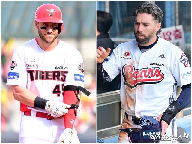 지난 22~23일 2025 KBO리그 개막 2연전에서 침묵한 KIA 타이거즈 패트릭 위즈덤(왼쪽)과 두산 베어스 제이크 케이브. 사진 엑스포츠뉴스 DB