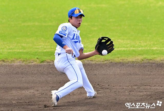 삼성 라이온즈 양도근이 경기에 출전해 수비하고 있다. 엑스포츠뉴스 DB