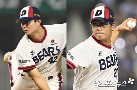 부상으로 이탈했던 두산 베어스 투수 이병헌과 최지강이 1군 엔트리 복귀를 앞두고 있다. 엑스포츠뉴스 DB