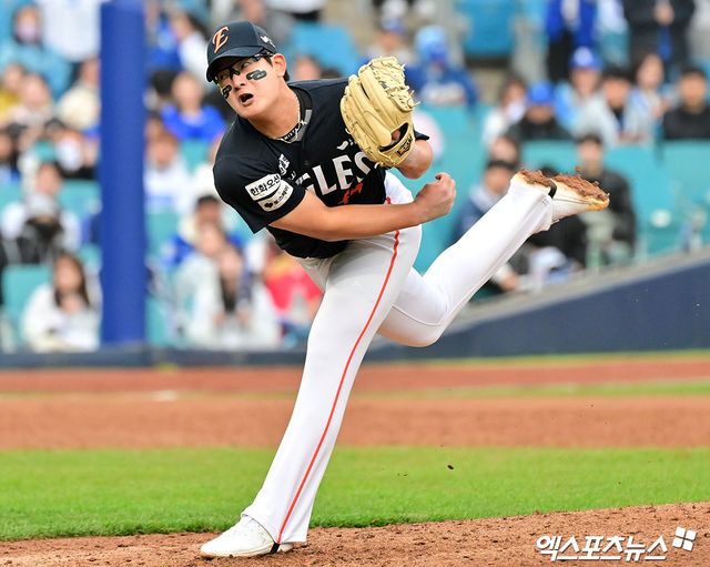 2025 시즌 한화 이글스 마무리 보직을 꿰찬 우완 파이어볼러 유망주 김서현. 사진 엑스포츠뉴스 DB