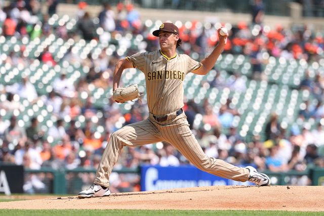 샌디에이고 투수 하트는 지난 24일(한국시간) 코메리카필드에서 열린 '2025 메이저리그' 디트로이트전에서 선발 등판했다. 피홈런 두 방에 발목이 잡혀 4⅓이닝 2실점으로 패전 투수가 됐다. 이달 들어 기복 있는 투구를 보이고 있다. 연합뉴스 AFP