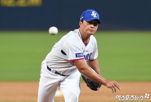삼성 라이온즈 투수 오승환이 5일 경산볼파크에서 열린 2025 메디힐 KBO 퓨처스리그 롯데 자이언츠와의 홈경기에 선발 등판해 1이닝 5피안타 무사사구 1탈삼진 4실점을 기록했다. 엑스포츠뉴스 DB