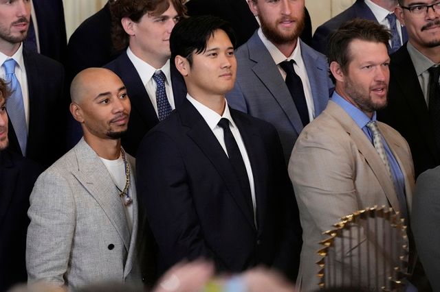 도널드 트럼프 미국 대통령이 8일 백악관에 LA 다저스 선수단을 초청해 격려 행사를 진행했다. AP 연합뉴스