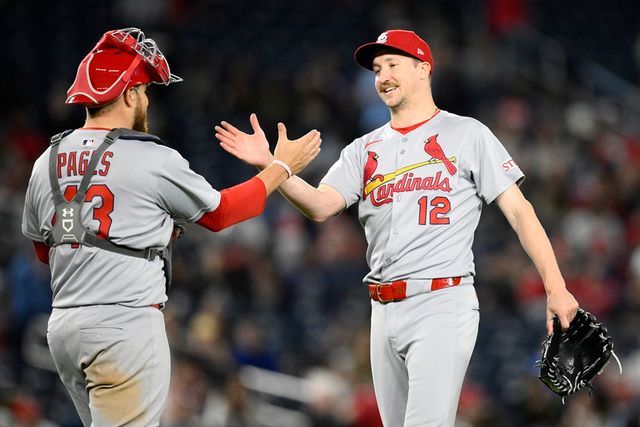 세인트루이스 투수 페디(오른쪽)는 10일(한국시간) 내셔널스파크에서 열린 '2025 메이저리그' 워싱턴전에서 선발 등판했다. 이날 9이닝 무실점으로 생애 첫 완봉승을 챙겨 팀 6연승에 혁혁한 공을 세웠다. 연합뉴스 AP