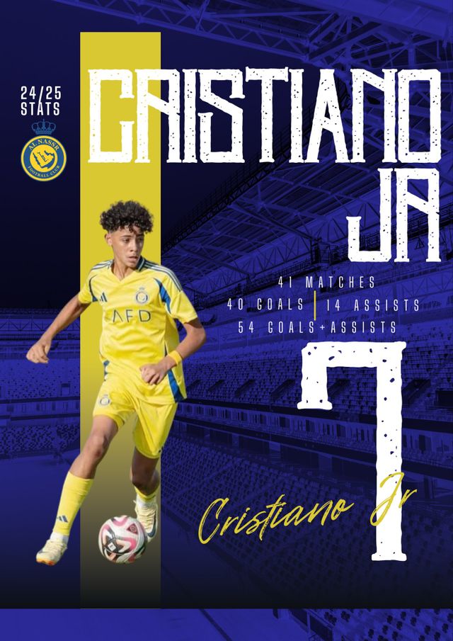 포르투갈 U-15 축구 국가대표팀이 19일(한국시간) 크로아티아에 있는 스베티 마르틴 나 무리에서 열린 크로아티아와의 2025 브라트코 마르코비치 국제 U-15 축구 친선 대회에서 3-2로 승리했다.&nbsp;호날두 주니어가 이날 멀티 골을 터뜨리면서 이번 대회 우승의 주역 중 한 명이 됐다.&nbsp;SNS