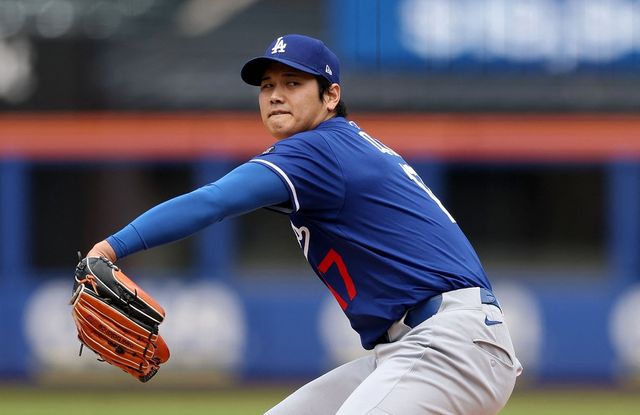 LA 다저스 오타니 쇼헤이가 지난 26일 팔꿈치 수술 후 첫 라이브 피칭에 임하고 있다. AFP 연합뉴스