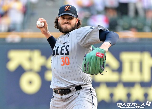 한화 이글스 외국인 투수 코디 폰세가 지난 28일 잠실 LG 트윈스전에서 7이닝 4실점을 기록했다. 사진 엑스포츠뉴스 DB