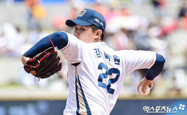 31일 오후 경상남도 창원NC파크에서 열린 '2025 신한 SOL Bank KBO리그' 한화 이글스와 NC 다이노스의 경기, 1회초 NC 선발투수 김녹원이 역투하고 있다. 창원, 박지영 기자