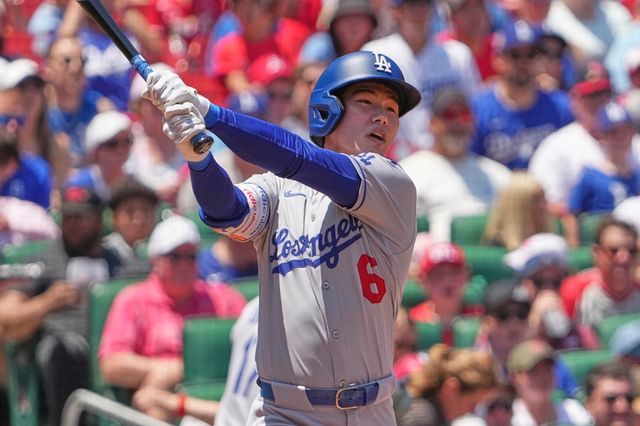 LA 다저스 김혜성이 올해 메이저리그 정규시즌 경기에 출전해 타격하고 있다. AP 연합뉴스