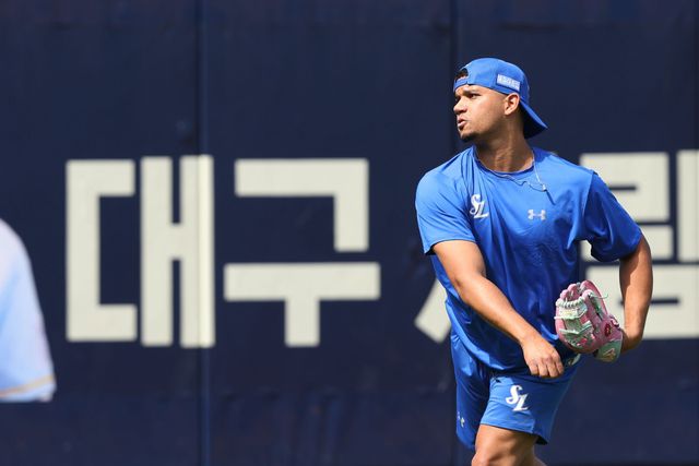 삼성 라이온즈 새 외국인 투수 헤르손 가라비토가 지난 19일 삼성 선수단에 합류해 훈련에 임하고 있다. 삼성 라이온즈