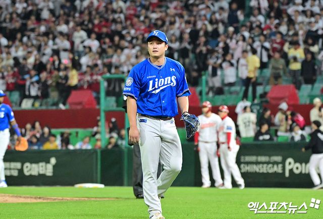 삼성 라이온즈 우완 최원태가 4일 인천 SSG랜더스필드에서 열린 2025 신한 SOL Bank KBO리그 SSG 랜더스와의 팀 간 8차전에 선발등판, 5⅓이닝 7피안타 1볼넷 6탈삼진 4실점으로 패전투수가 됐다. 사진 엑스포츠뉴스 DB