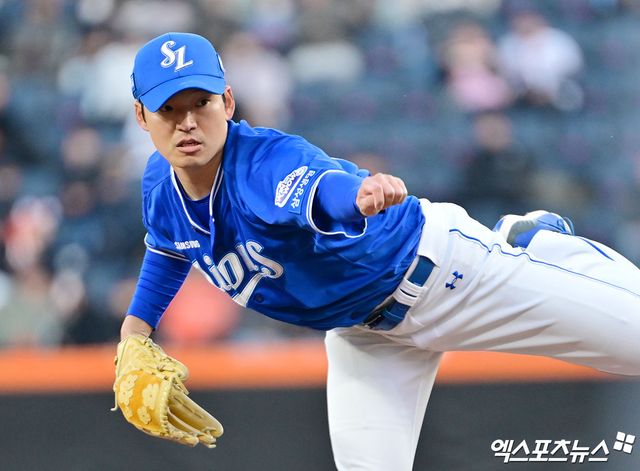 삼성 라이온즈 백정현이 정규시즌 경기에 등판해 투구하고 있다. 백정현은 어깨 염증으로 7일 엔트리에서 말소됐다. 엑스포츠뉴스 DB