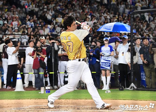 11일 오후 대전 한화생명 볼파크에서 열린 2025 신한 SOL Bank KBO 올스타전 홈런더비, LG 박동원이 타격하고 있다. 엑스포츠뉴스 대전, 박지영 기자