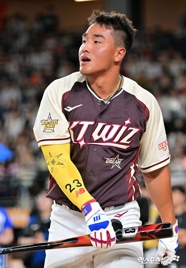 11일 오후 대전 한화생명 볼파크에서 열린 2025 신한 SOL Bank KBO 올스타전 홈런더비, KT 안현민이 타격하고 있다. 엑스포츠뉴스 대전, 김한준 기자