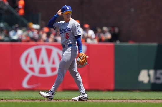 LA 다저스 유틸리티 플레이어 김혜성이 13일 샌프란시스코전에 7번 타자 2루수로 선발 출전해 6회말 결정적인 추가 적시타를 때려 팀 7연패 탈출을 도왔다. 연합뉴스