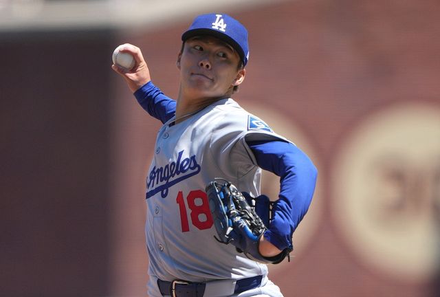 미국 메이저리그 LA 다저스의 일본인 투수 야마모토 요시노부가 14일(이하 한국시간)&nbsp;미국 캘리포니아주 샌프란시스코 오라클 파크에서 열린 2025 미국 메이저리그(MLB) 샌프란시스코 자이언츠와의 원정 경기에 선발등판, 7이닝 무실점으로 호투했다. 사진 연합뉴스