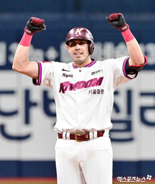 키움 히어로즈 루벤 카디네스가 올해 정규시즌 경기에서 세리머니하고 있다. 엑스포츠뉴스 DB