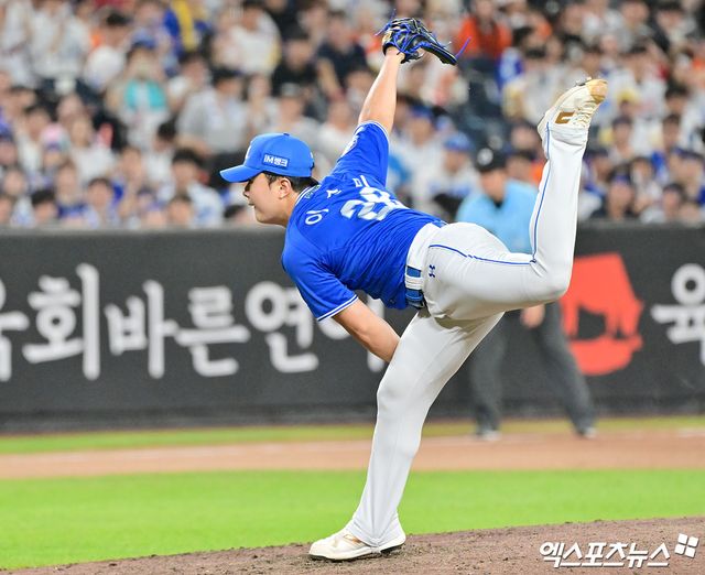 삼성 라이온즈 이승민이 지난 29일 대전 한화 이글스전에 구원 등판해 역투하고 있다. 대전, 김한준 기자