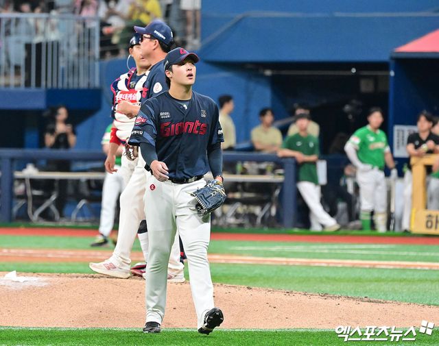 롯데 자이언츠 우완 파이어볼러 유망주 이민석이 1일 서울 고척스카이돔에서 열린 2025 신한 SOL Bank KBO리그 키움 히어로즈와의 팀 간 13차전에 선발등판, 6이닝 2실점 호투에도 패전투수가 됐다. 사진 김한준 기자