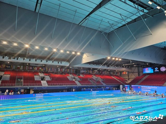 세계수영선수권대회 아레나 내부의 모습. 관중석 규모는 4800석이다. 엑스포츠뉴스 칼랑(싱가포르), 유준상 기자