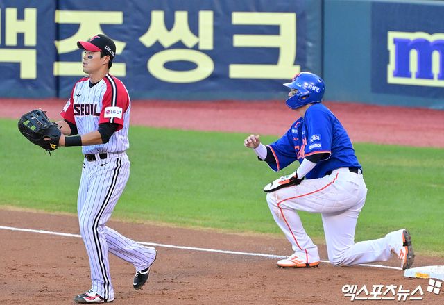 10일 오후 서울 송파구 잠실야구장에서 열린 '2025 신한 SOL Bank KBO리그' 한화 이글스와 LG 트윈스의 경기, 2회초1 사 1루 한화 채은성이 견제사를 당하고 있다. 엑스포츠뉴스 잠실, 김한준 기자