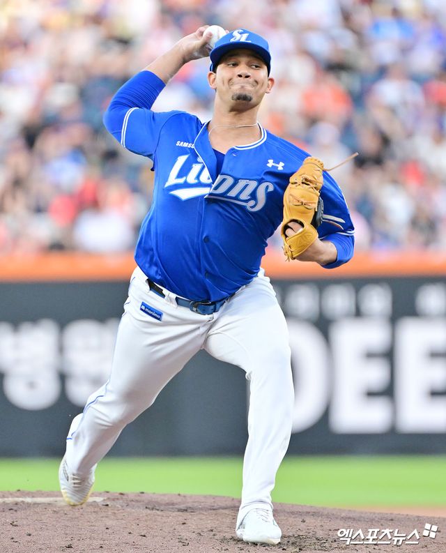 삼성 라이온즈 외국인 투수 가라비토가 15일 부산 사직야구장에서 2025 신한 SOL Bank KBO리그 롯데 자이언츠와의 팀 간 11차전에 선발투수로 출격한다. 사진 엑스포츠뉴스 DB