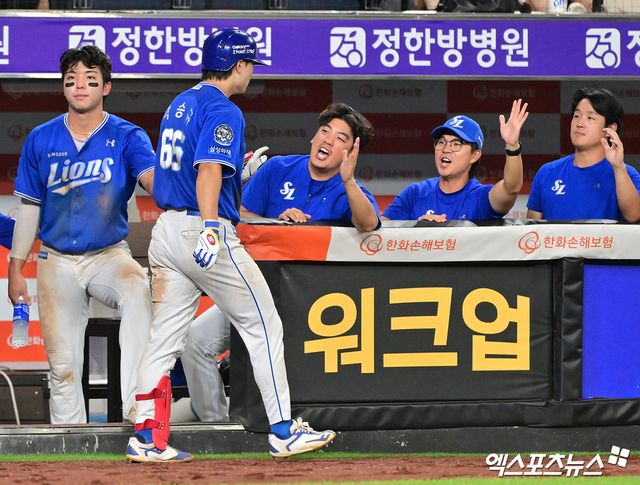 삼성 라이온즈 외야수 박승규가 15일 부산 사직야구장에서 열린 2025 신한 SOL Bank KBO리그 롯데 자이언츠와의 팀 간 11차전에서 홈런을 기록했다. 사진 엑스포츠뉴스 DB